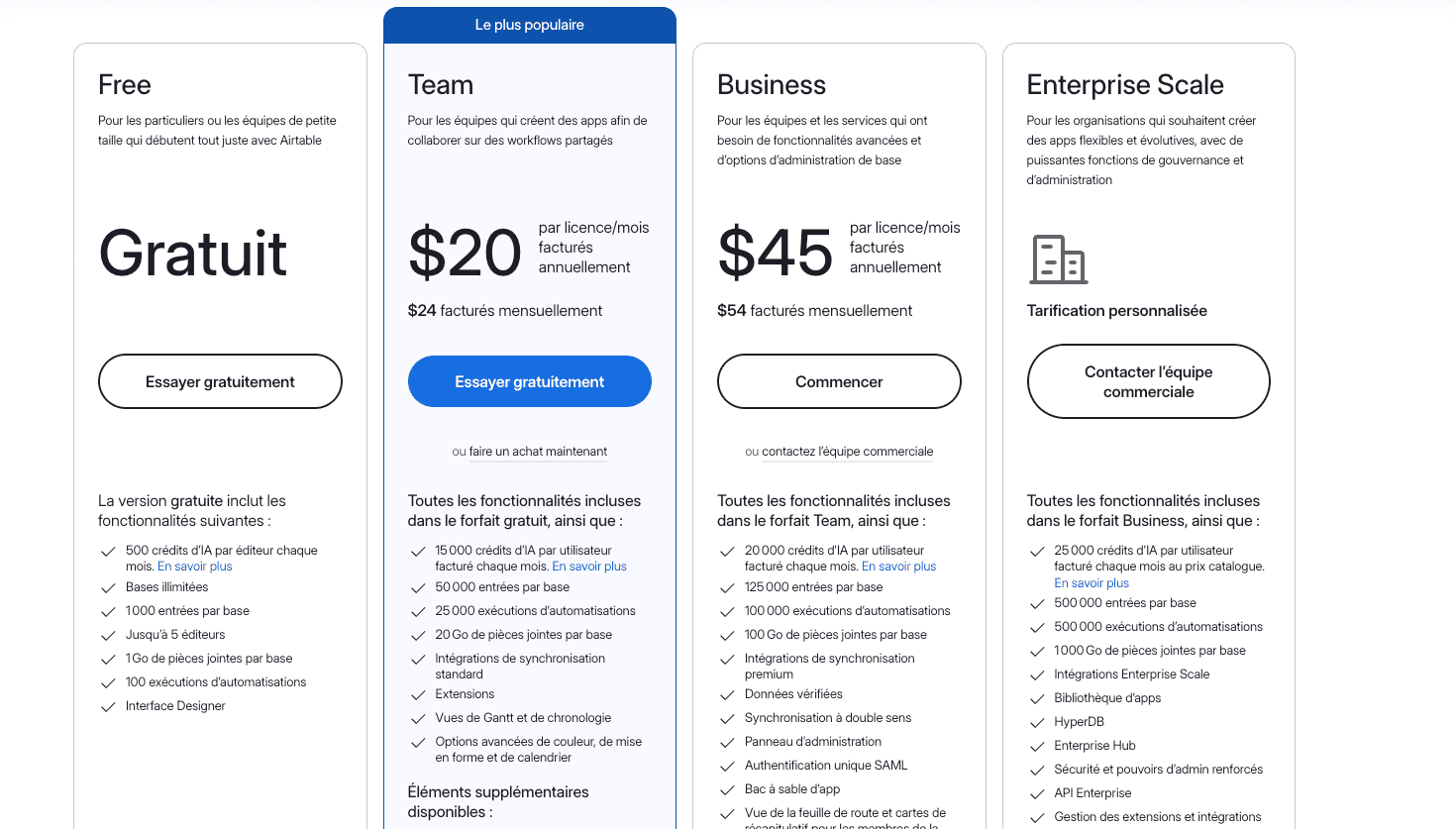 Tarificación Airtable - Planes y precios detallados para 2026
