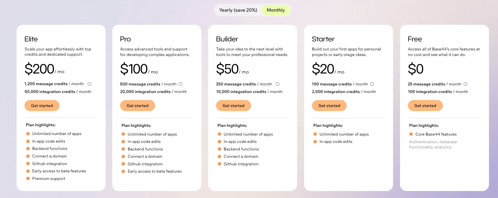 Base44 Pricing - Detailed plans and prices