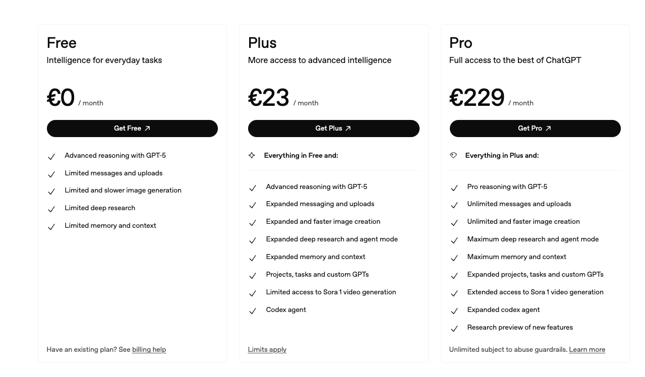 ChatGPT Pricing - Detailed plans and prices
