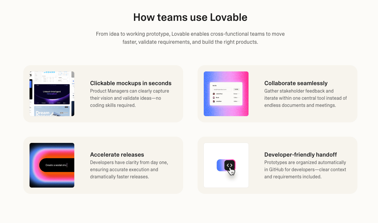 Lovable Features - Overview of capabilities and available tools