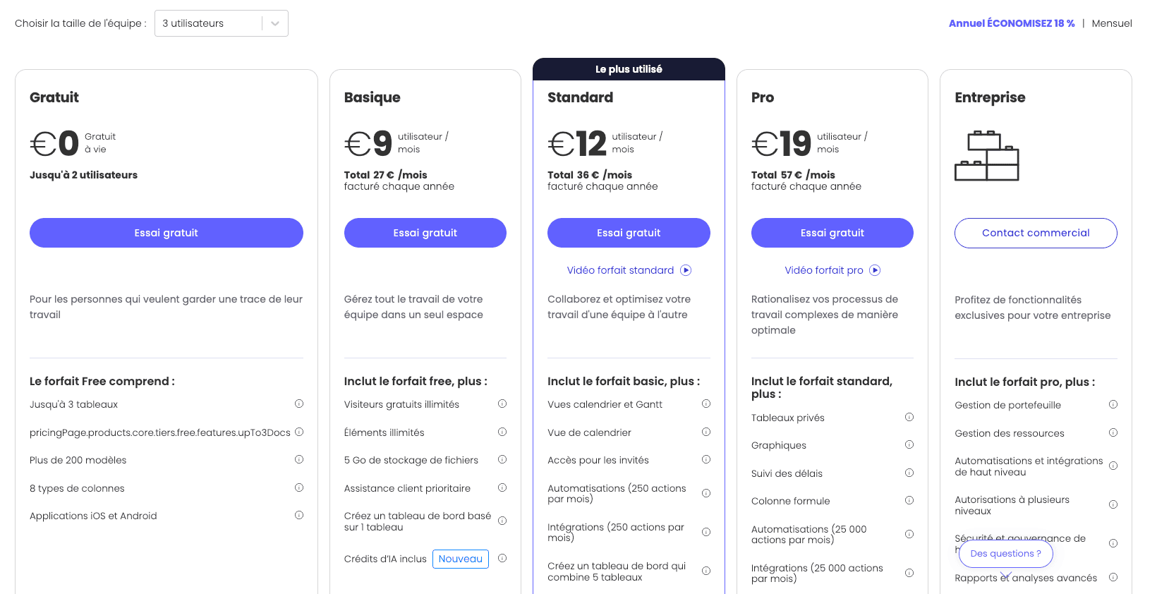Monday Pricing - Detailed plans and prices
